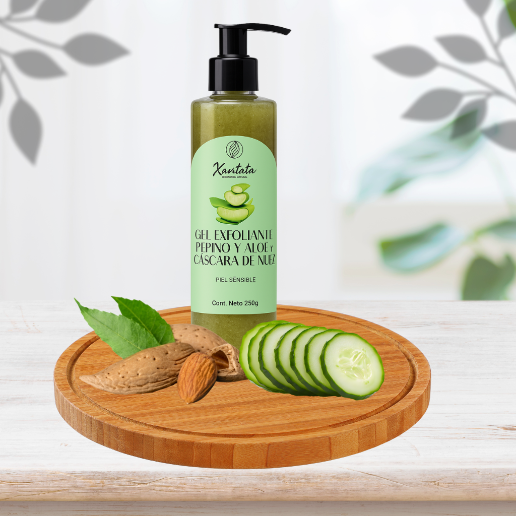 Gel Exfoliante Pepino y Áloe y Cáscara de Nuez